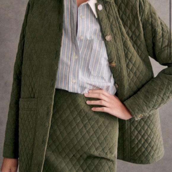 Sezane Will Jacket in S, Khaki Velvet - Picture 1 of 4